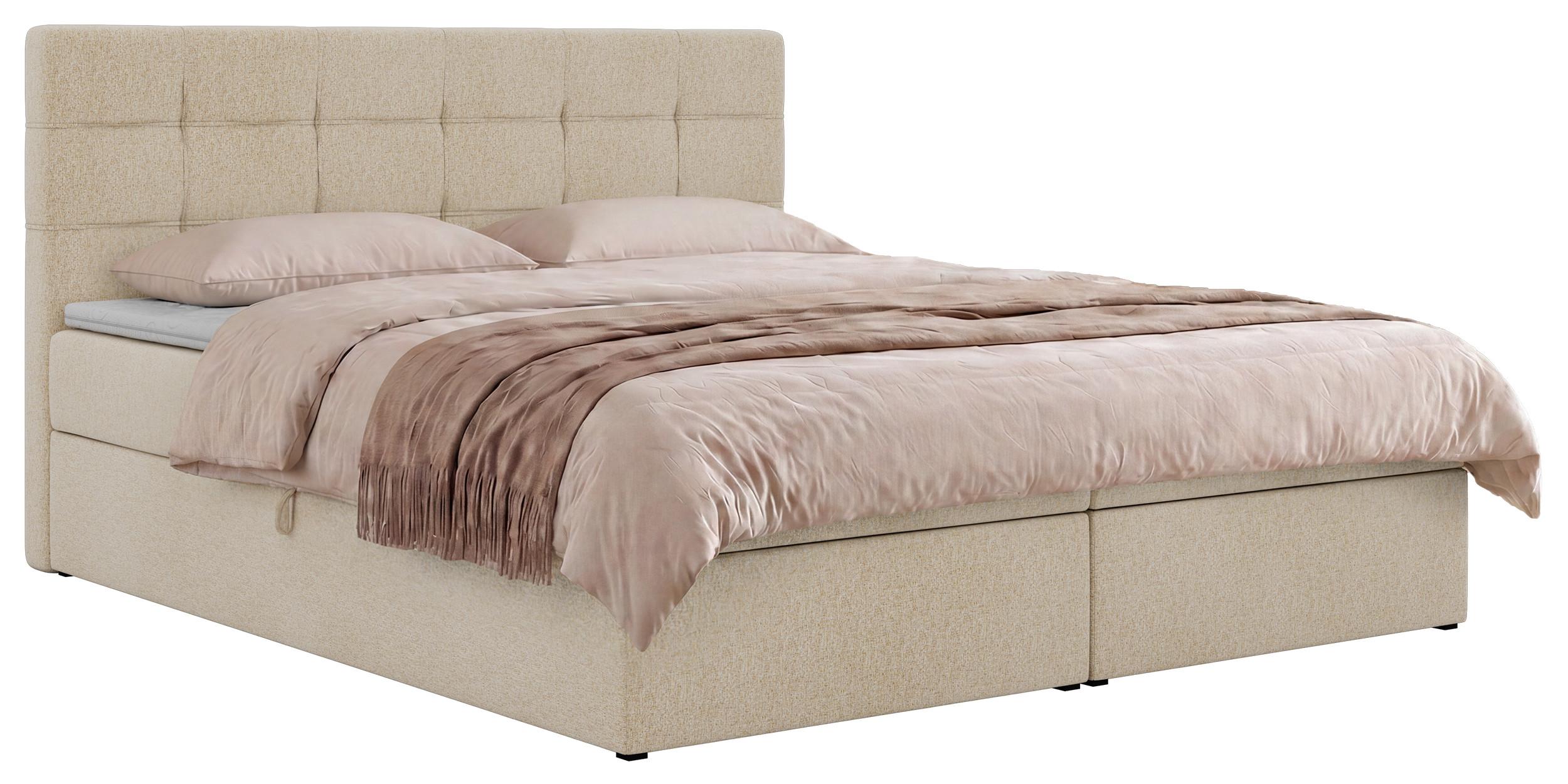 BOXBETT SOLVEN 160/200 - Beige Stukture - Topper T25 - H3 - Beige/Schwarz, Kunststoff/Textil (160/200cm) - MKS
