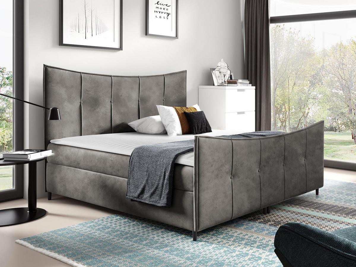 BOXBETT Bergamo Lux - H3 - Grau, Holz (160/200cm) - MIRJAN24