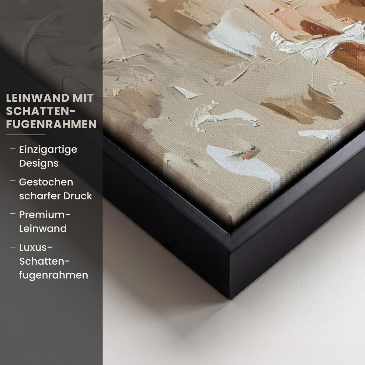LEINWAND Bilder mit Rahmen - Frau - Farbe - Abstrakt - Beige - Modern - 30x20 - Sandfarben, Textil (30/20cm) - MuchoWow