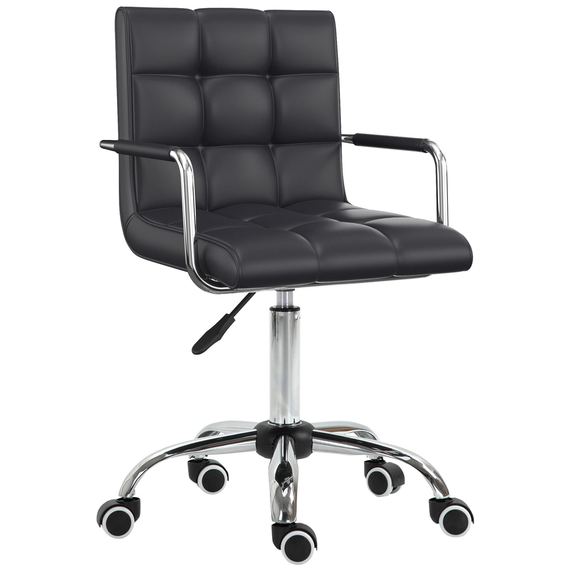 BÜROSTUHL Drehstuhl Rollhocker Drehhocker Arbeitshocker Stuhl Sessel Schwarz - Schwarz, Kunststoff (54/99/52.5cm) - HOMCOM