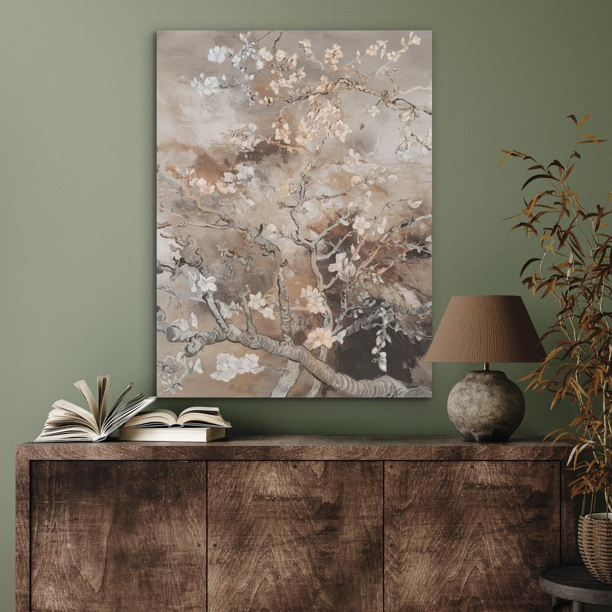 AKUSTIKBILD Mandelblüte - Kunst - Van Gogh - Beige - Abstrakt Wandbilder 60x80 cm - Braun, Kunststoff (60/80cm) - MuchoWow