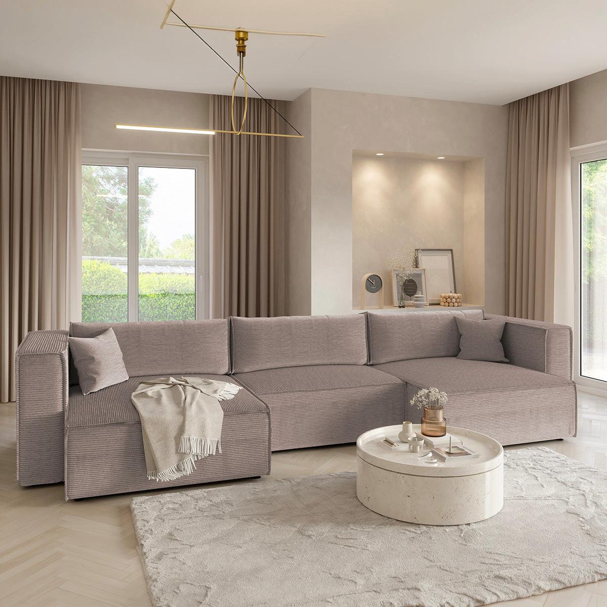 PANORAMASOFA Jimmy 5 Sitzplätze Taupe - Taupe, Holz (348/77/148cm) - Petits-meubles