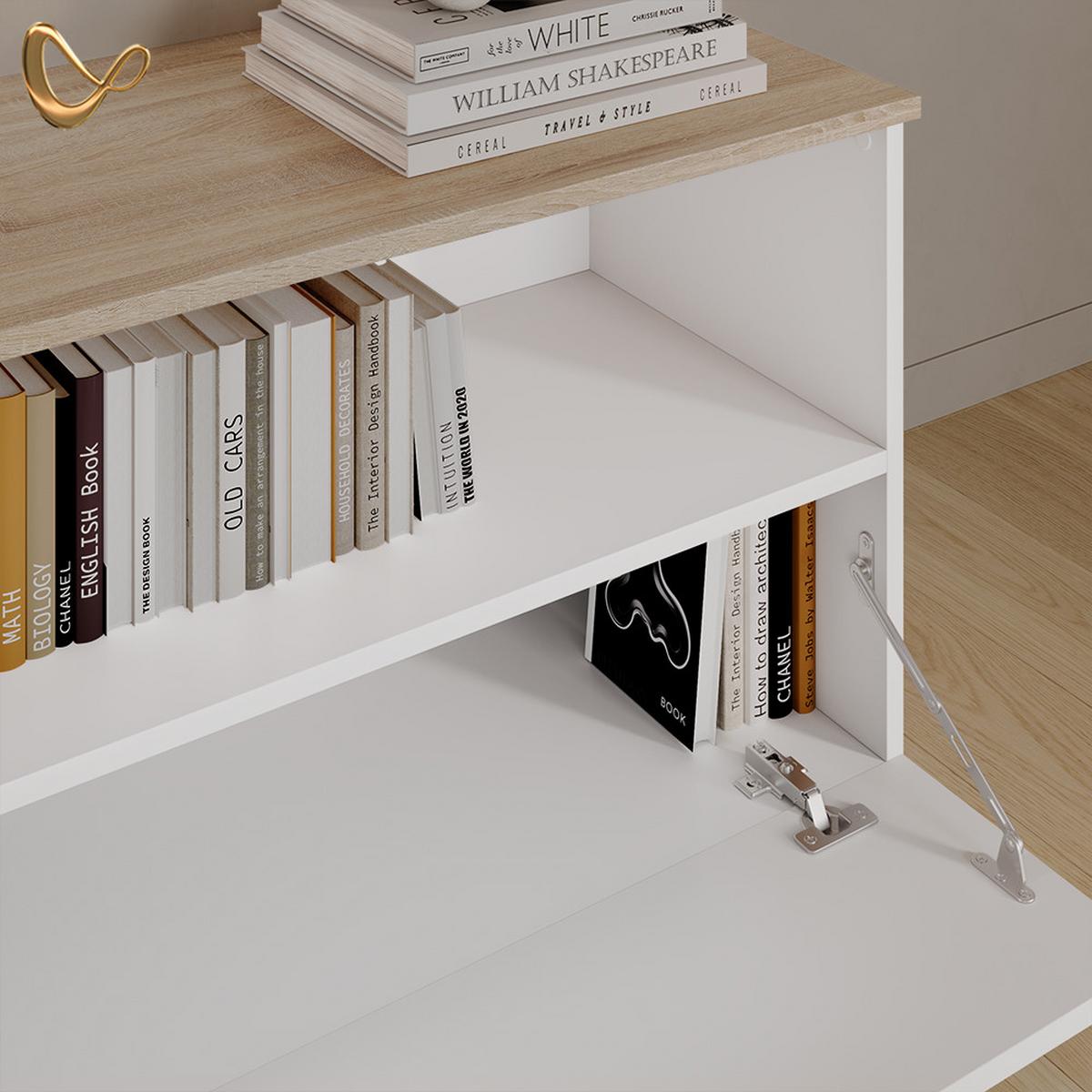 KOMMODE Piave Weiß/Sonoma mit 1 geschlossenem Fach - Weiß/Sonoma Eiche, Holzwerkstoff (80/50/40cm) - Livinity®