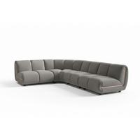 MODULSOFA LAYLA Taupe Velvet - Taupe/Schwarz, Buchenholz/Textil (305/213cm) - KAWOLA