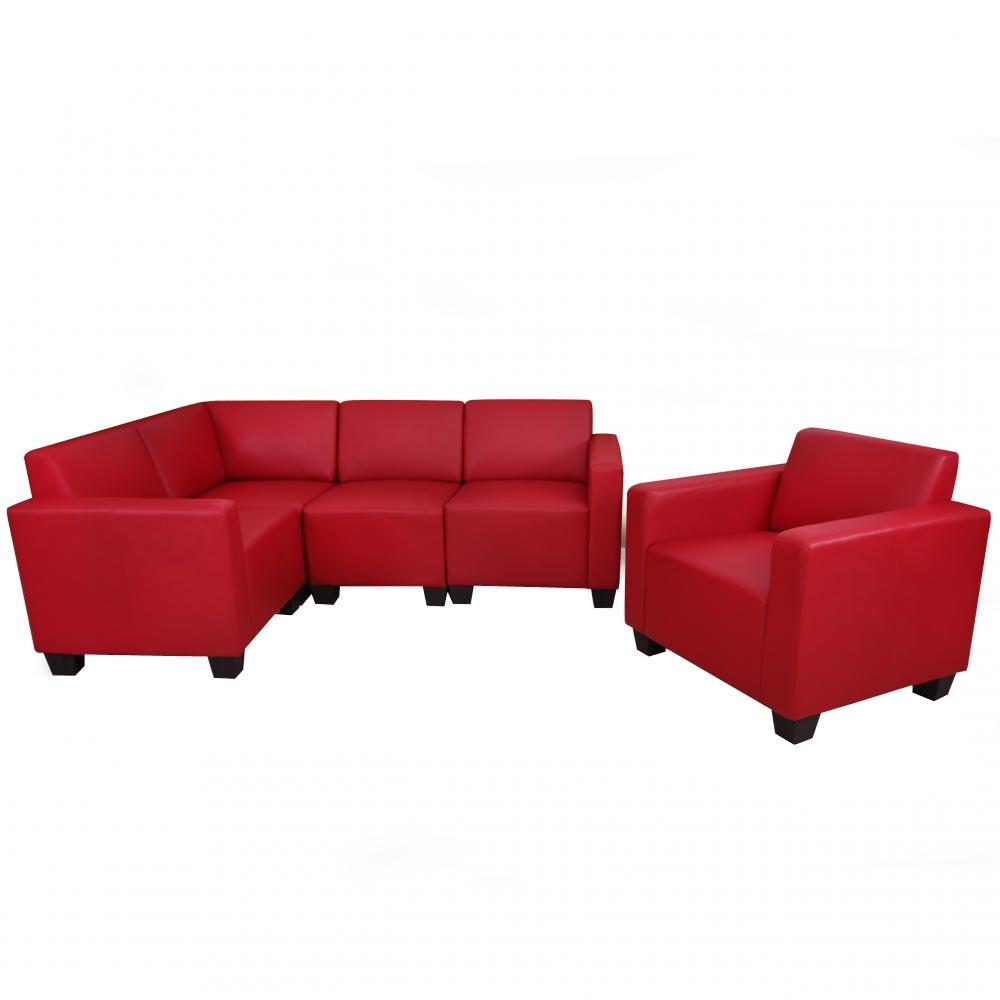 COUCH-GARNITUR Rot - Rot, Textil (214/76/142cm) - MCW
