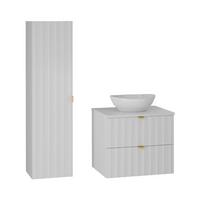 BADMÖBEL 60.6cm Lexa 2er-Set Weiß - Weiß, Holzwerkstoff (60.6/52.2/46.5cm) - Petits-meubles