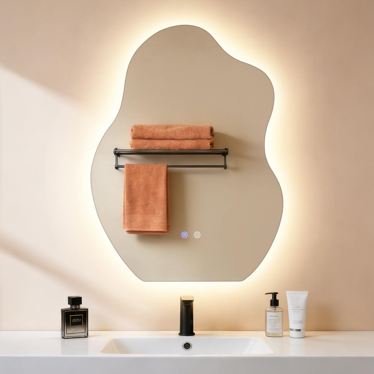 BADSPIEGEL mit Beleuchtung Jeryn 3.4/60/80 cm - Weiß, Glas (60/80/3.4cm) - ZMH