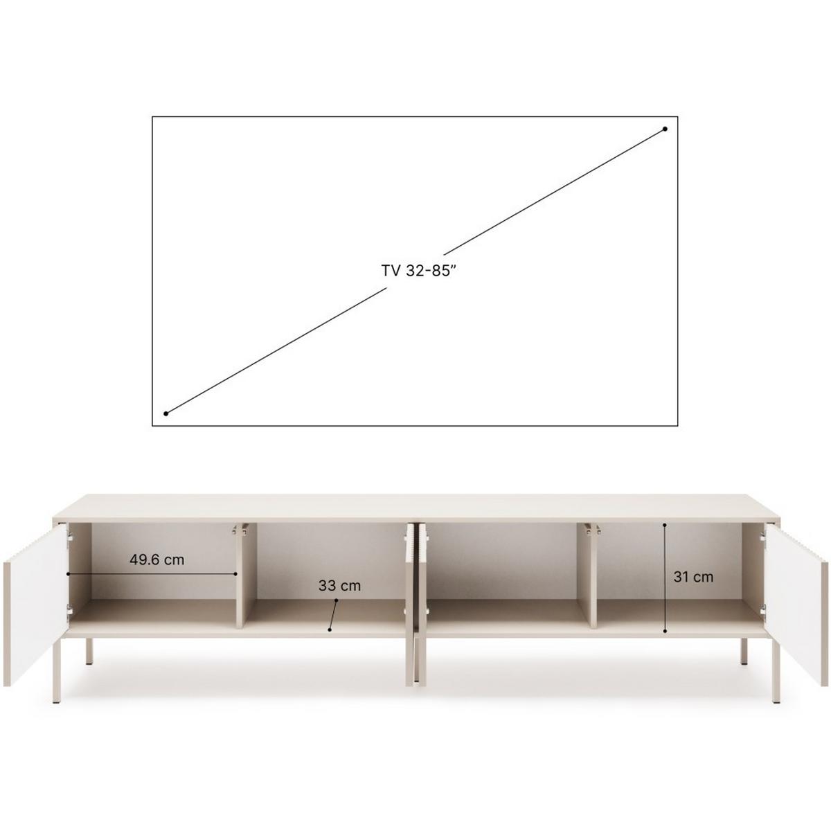 LOWBOARD Noto mit 4 Türen und geriffelten Fronten, 200 cm - Kaschmir, Holzwerkstoff (204/38/53cm) - Beautysofa
