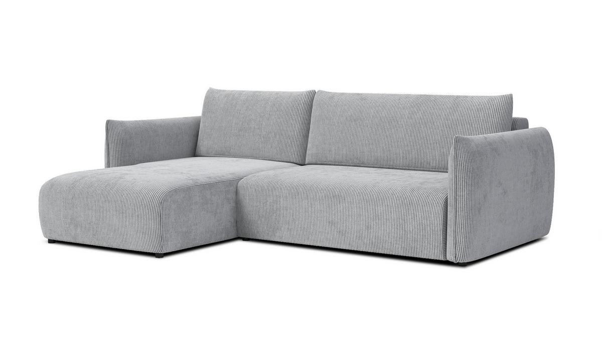 ECKSOFA TAUER 3-Sitzer rechts, hellgrau - Hellgrau/Schwarz, Holz/Textil (248/173cm) - Wozimo