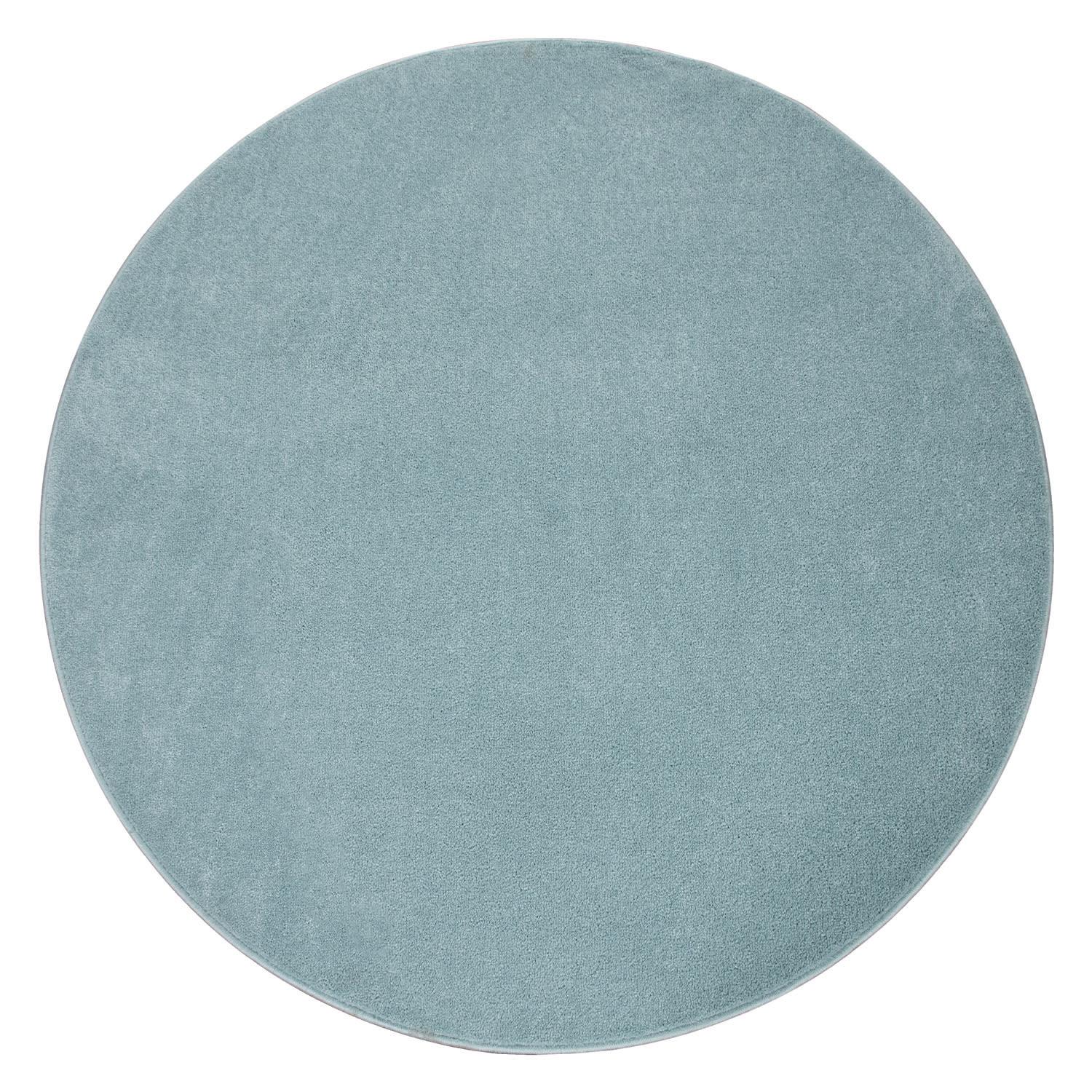 KURZFLORTEPPICH Waschbar, einfarbig, Türkis, Ø 120 cm - Blau, Textil (120/120cm) - KADIMA DESIGN