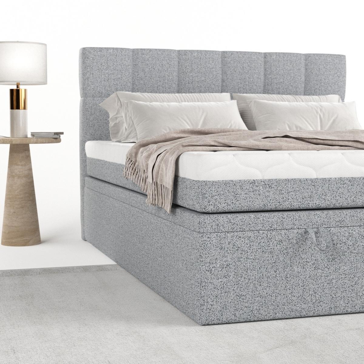 BOXBETT Elano 200/200 cm Grau im Riva Stoff - Schwarz/Grau, Holz/Holzwerkstoff (200/200cm) - AltaBeds
