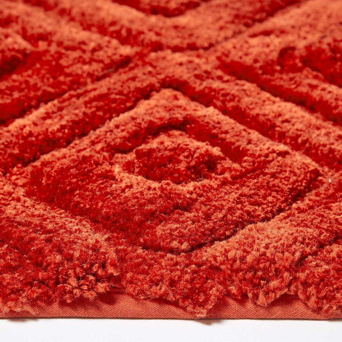 BADEMATTE 50/80 cm Rautenmuster, Hochflor - Orange, Textil (50/80cm) - Homescapes