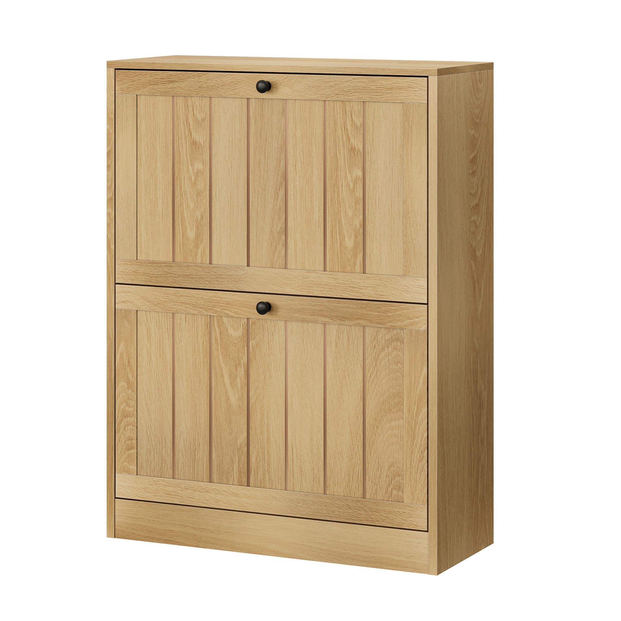 SCHUHESCHRANK Eichenfarben Mit 2 Kippfächern Mid-Century - Eichefarben, Holzwerkstoff (60/80/24cm) - Urban Meuble