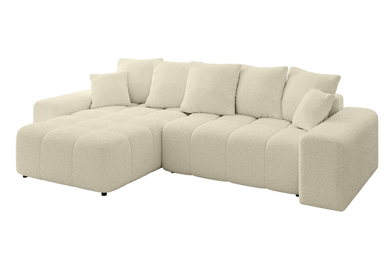 ECKSOFA Ottomane links ENIL-L 297x189x68 Beige Bouclé - Hellbraun/Creme, Holzwerkstoff/Kunststoff (297/189cm) - ALTDECOR