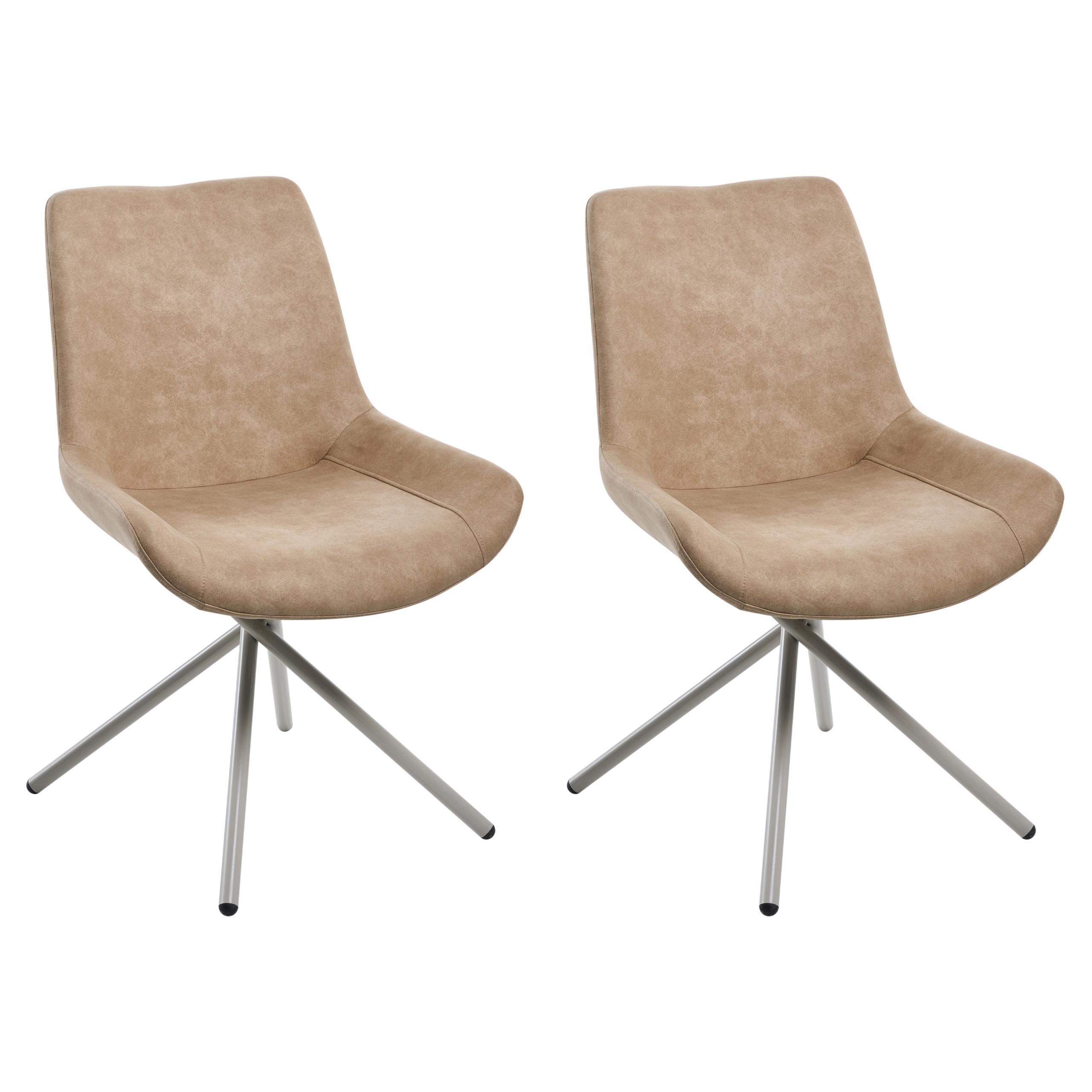 ESSZIMMERSTUHL 2er-Set Kunstwildleder Beige Hailey - Beige, Textil (56/85/56cm) - Beliani