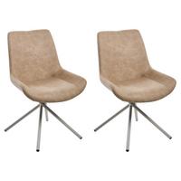 ESSZIMMERSTUHL 2er-Set Kunstwildleder Beige Hailey - Beige, Textil (56/85/56cm) - Beliani