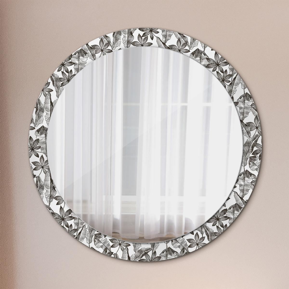 SPIEGEL Rund Ø 90 cm mit Aufdruck - Schwarz, Glas (90/90/0.4cm) - Wallfluent
