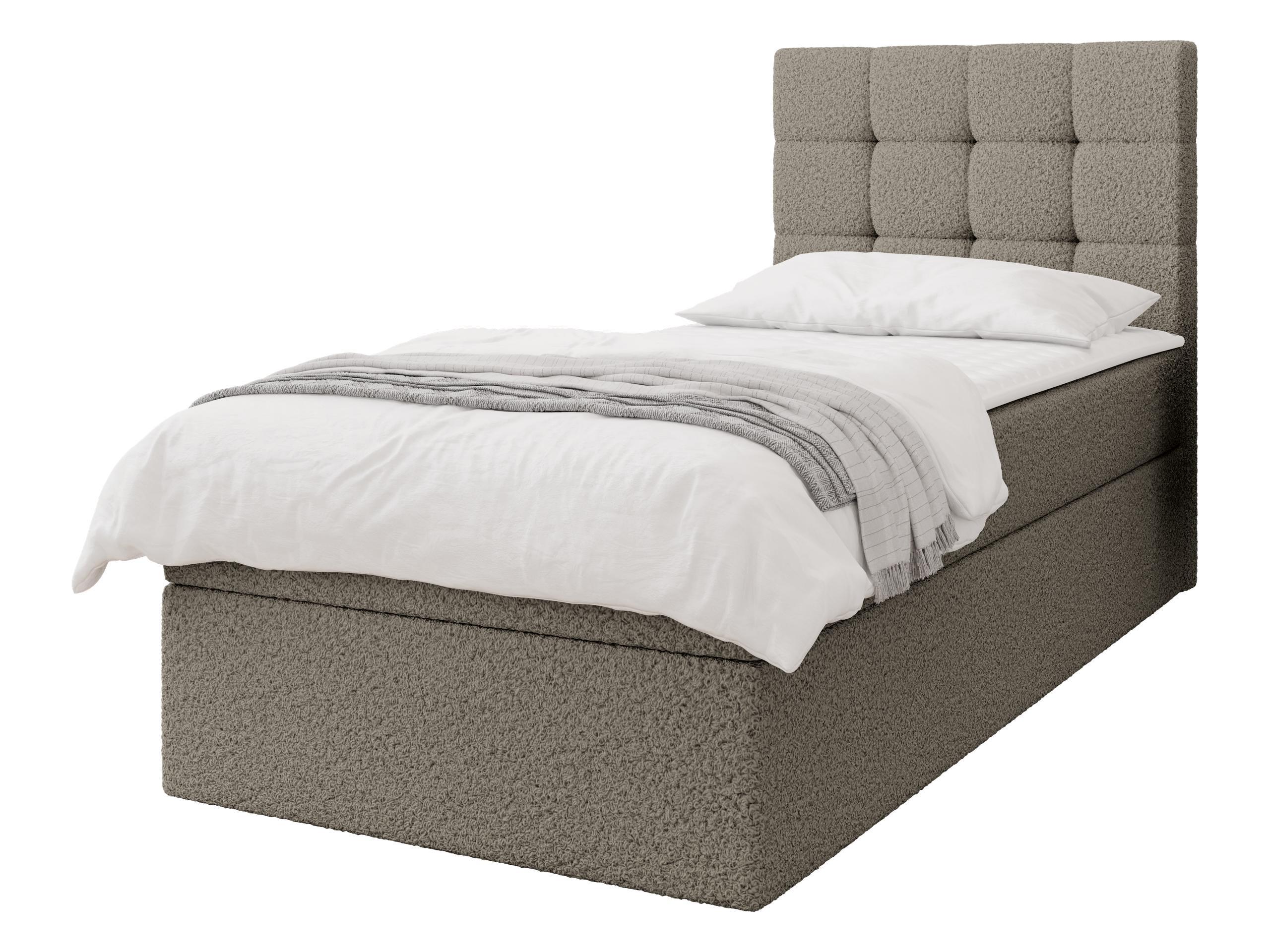 BOXBETT Luanda Boucle Single - H3 - Hellbraun/Schwarz, Holz/Kunststoff (90/200cm) - MIRJAN24