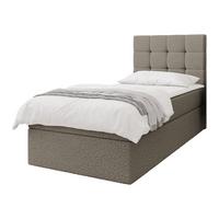 BOXBETT Luanda Boucle Single - H3 - Hellbraun/Schwarz, Holz/Kunststoff (90/200cm) - MIRJAN24