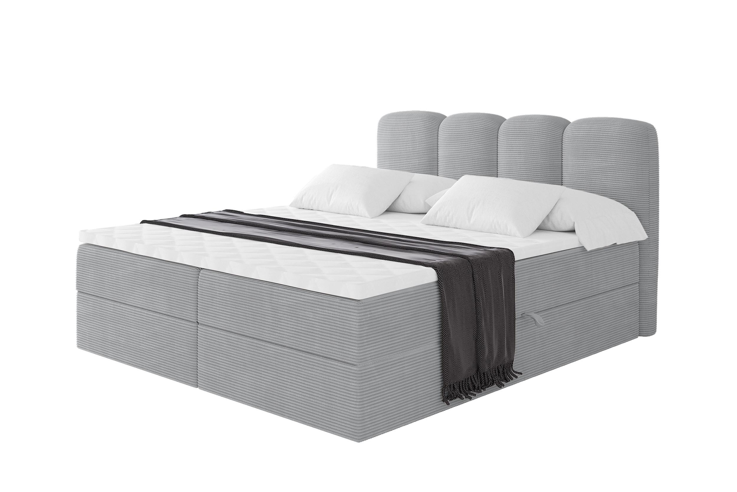 BOXBETT mit Matratze H3 - NINA - 120x200 cm Grau - Silberfarben, Holzwerkstoff (120/200cm) - ALTDECOR
