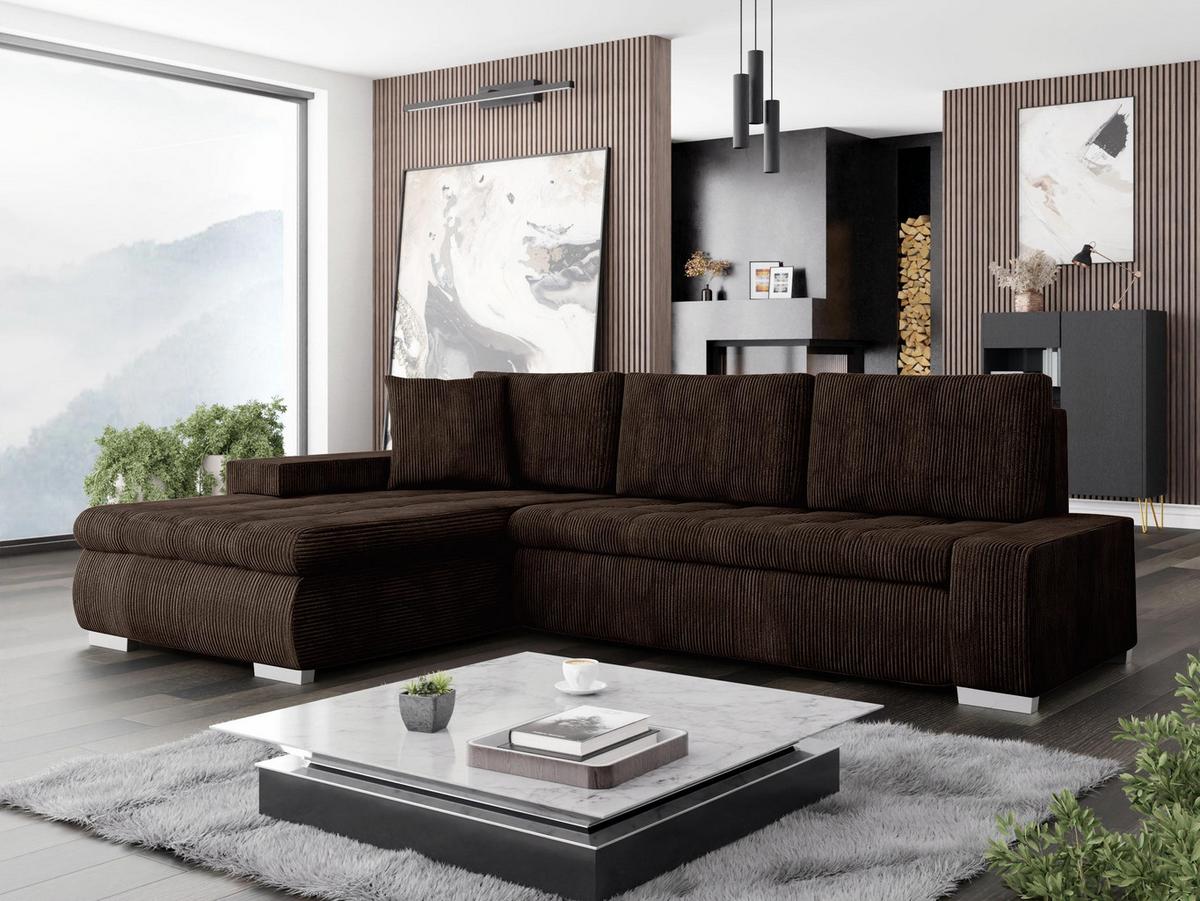 ECKSOFA Orkan Mini Cord - Nussbaumfarben, Holz/Textil (265/185cm) - MIRJAN24