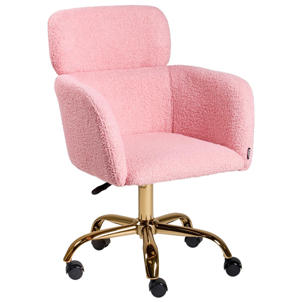 SCHREIBTISCHSTUHL Bouclé Rosa Alena - Pink, Textil (60/84/60cm) - Beliani