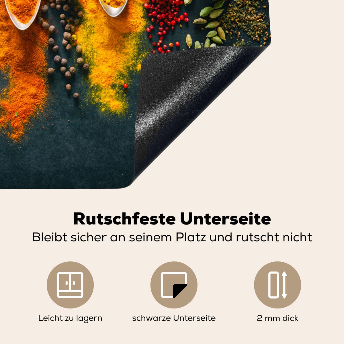 HERDABDECKPLATTE Kräuter - Gewürze - Löffel Ceranfeldabdeckung 59x52 cm - Multicolor, Kunststoff (59/52/0.2cm) - MuchoWow