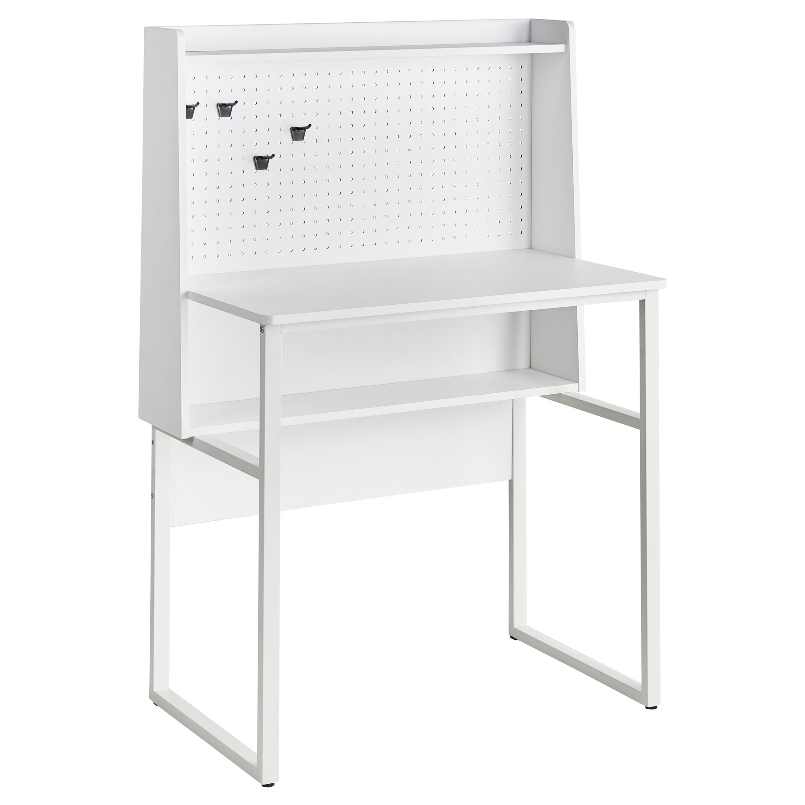 SCHREIBTISCH mit Lochplatte Weiß 84/48 cm Buxton - Weiß, Holzwerkstoff (48/84/121cm) - Beliani