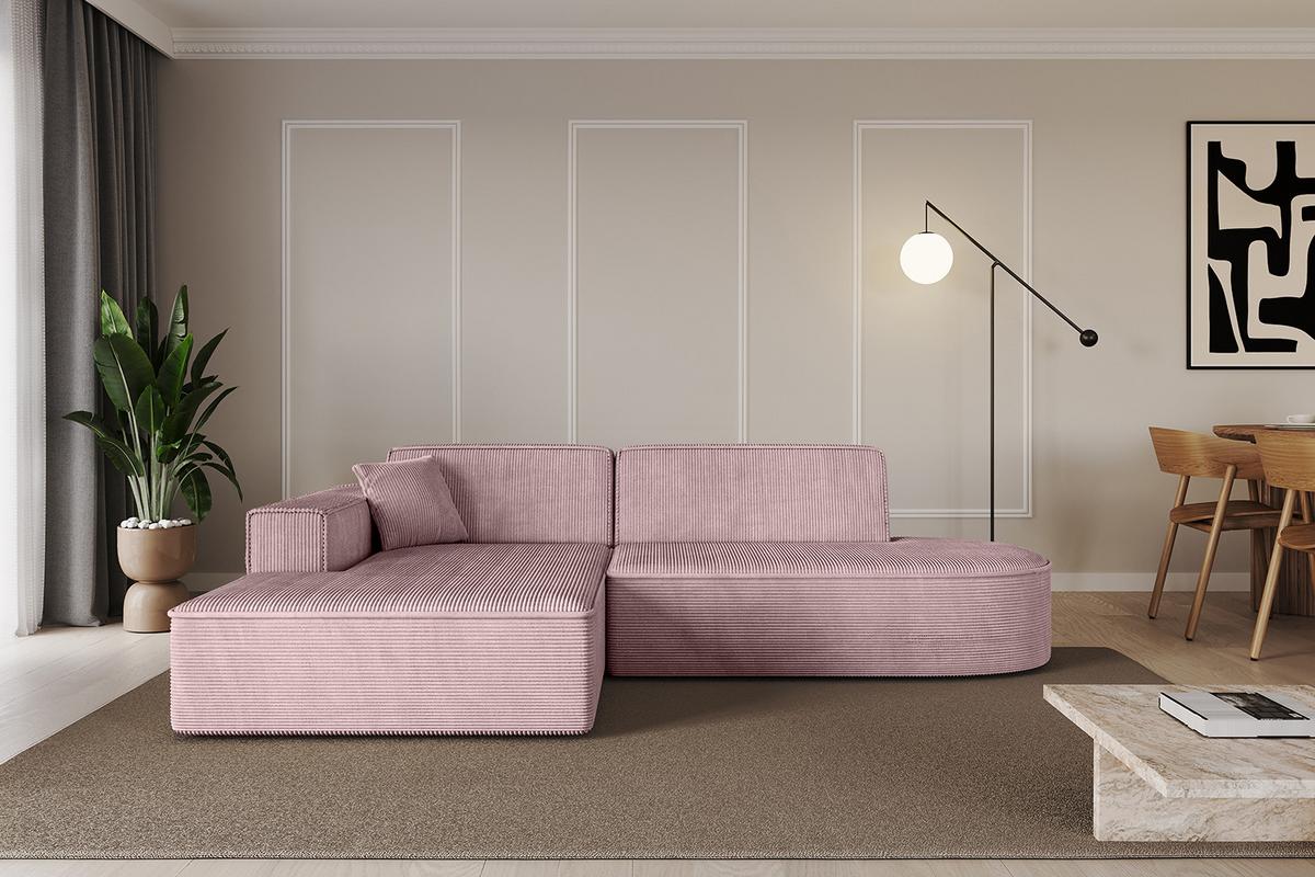 ECKSOFA Ottomane Links IREA-L1-v4 - 232x165x77 cm Rosa - Rosa, Holzwerkstoff/Textil (232/165cm) - ALTDECOR
