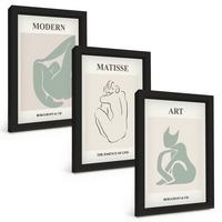 BILDER SET 3er Set - 20x30 cm Schwarzer Rahmen - Abstrakte Pastellfiguren - Schwarz, Kunststoff (20/30cm) - TULUP