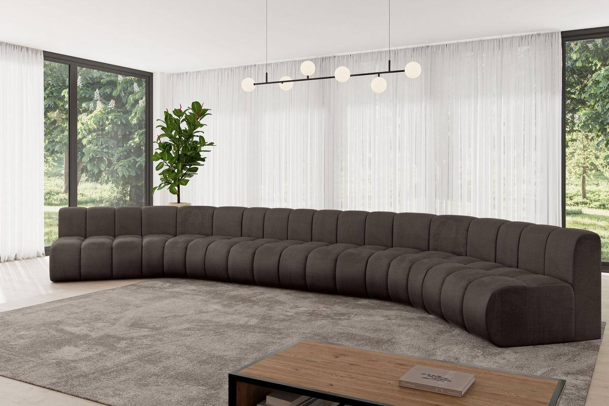 WOHNLANDSCHAFT modulares Sofa Montra-U2 - 581x174x70 cm Braun - Braun, Holzwerkstoff/Textil (581/70/174cm) - ALTDECOR