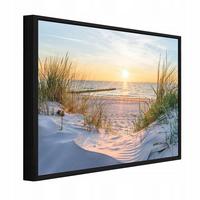 BILDER mit Rahmen Strand Meer Beige 100x70 cm - Multicolor, Holzwerkstoff (100/70cm) - Wallarena