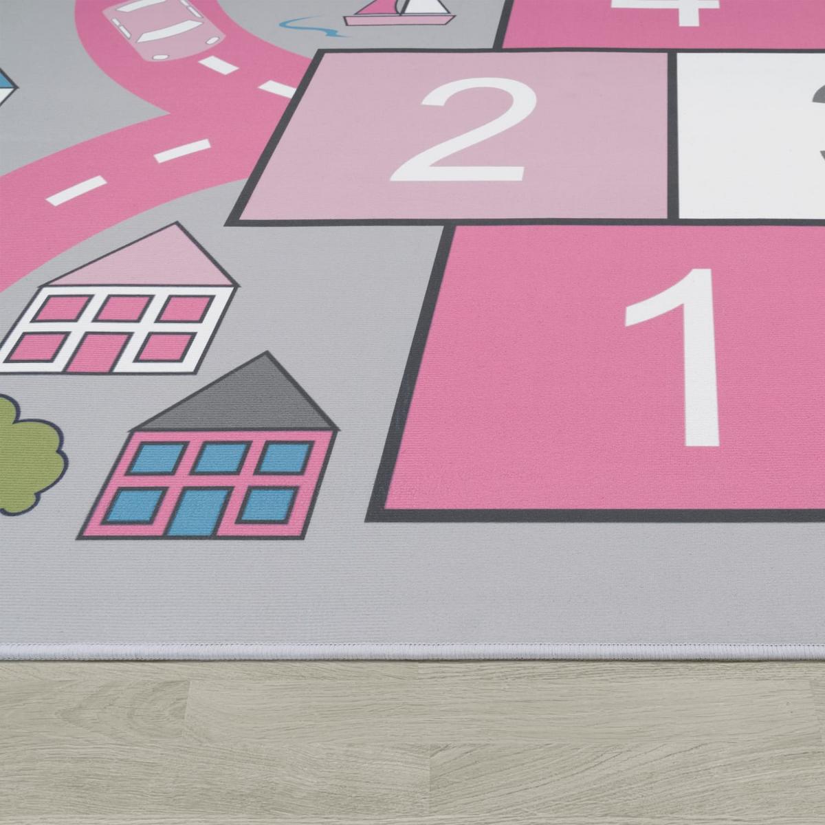 KINDERTEPPICH Waschbar, mit Hüpfkästchen-Motiv, Rosa, 200 x 290 cm - Rosa, Textil (290/200cm) - KADIMA DESIGN