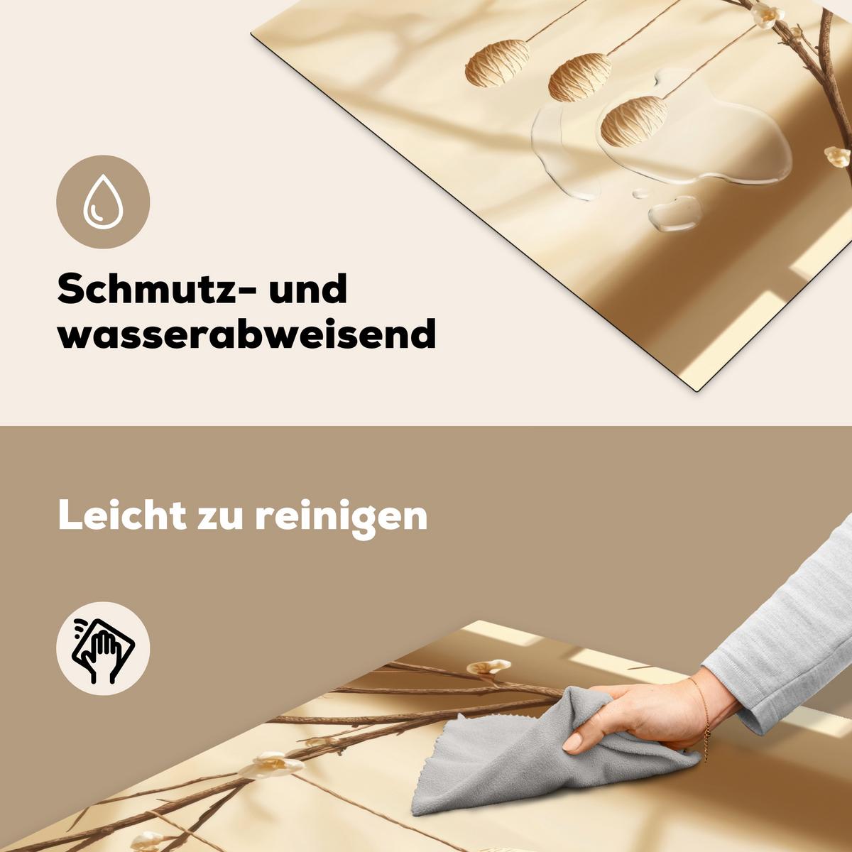 HERDABDECKPLATTE Beige - Osterkuchen - Eier Induktionsmatte 77x51 cm - Beige, Kunststoff (77/51/0.2cm) - MuchoWow