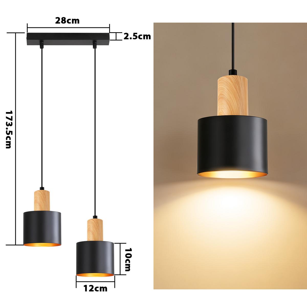 PENDELLEUCHTE Carvel 28/12/173.5 cm - Schwarz, Metall (28/12/173.5cm) - ZMH