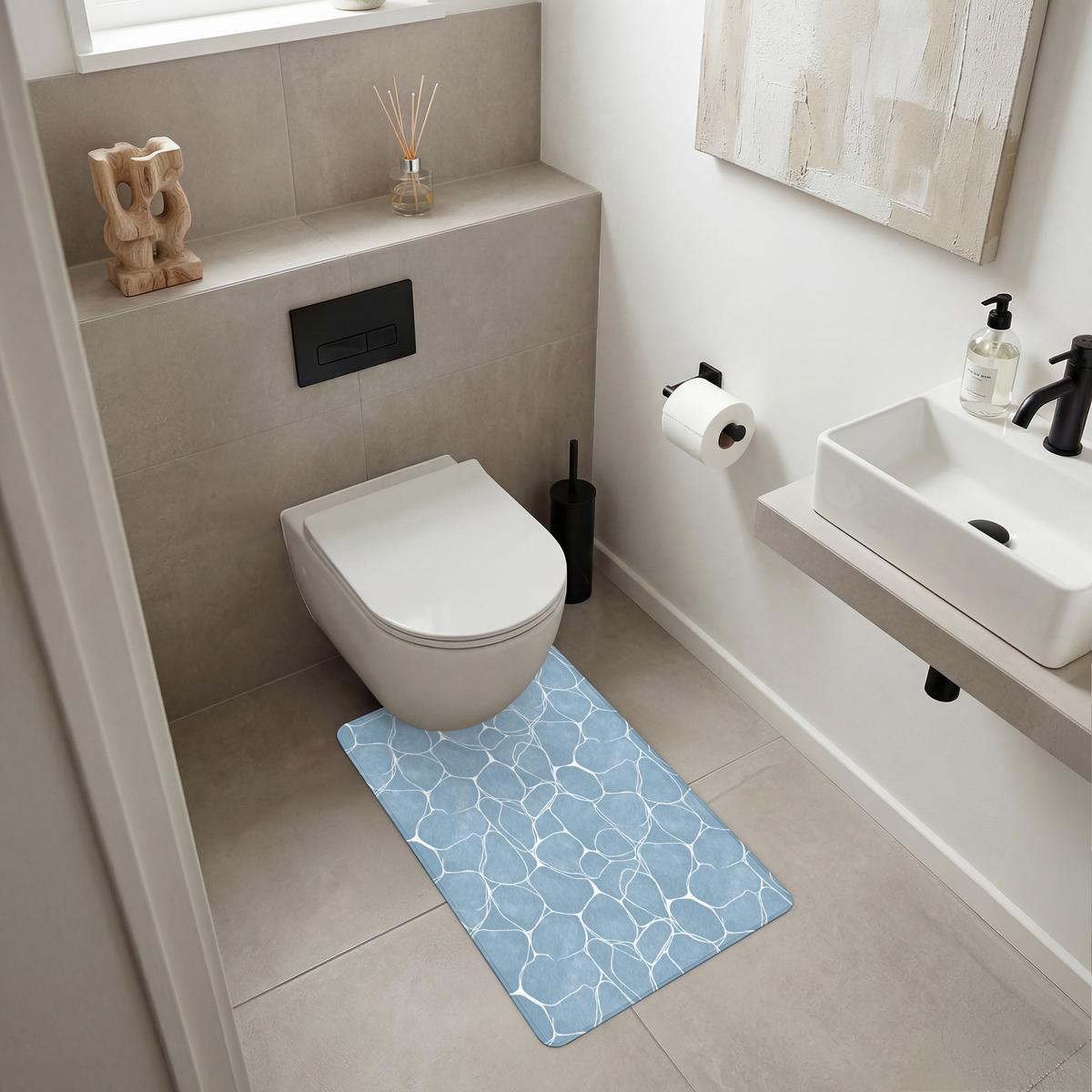 WC-VORLEGER Organisch - Muster - Blau WC Teppich 50x80 cm - Hellblau, Textil (50/1cm) - OnlyWow