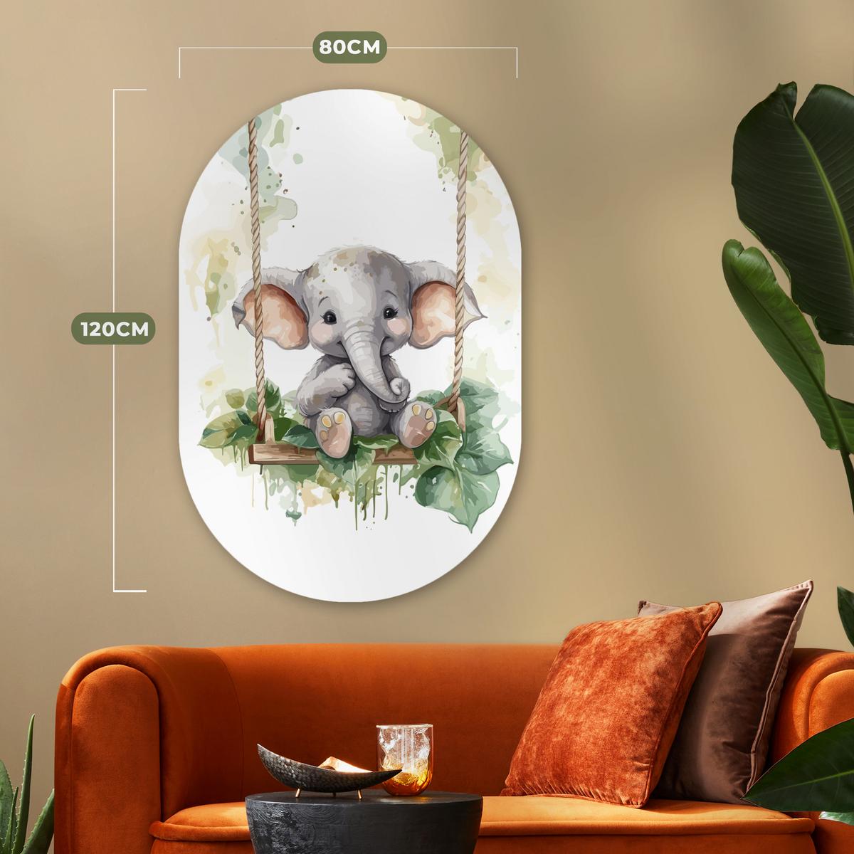 WANDBILD Elefant - Tier - Kinder - Dschungel Deko Groß 80x120 cm - Hellgrau, Kunststoff (80/120cm) - MuchoWow