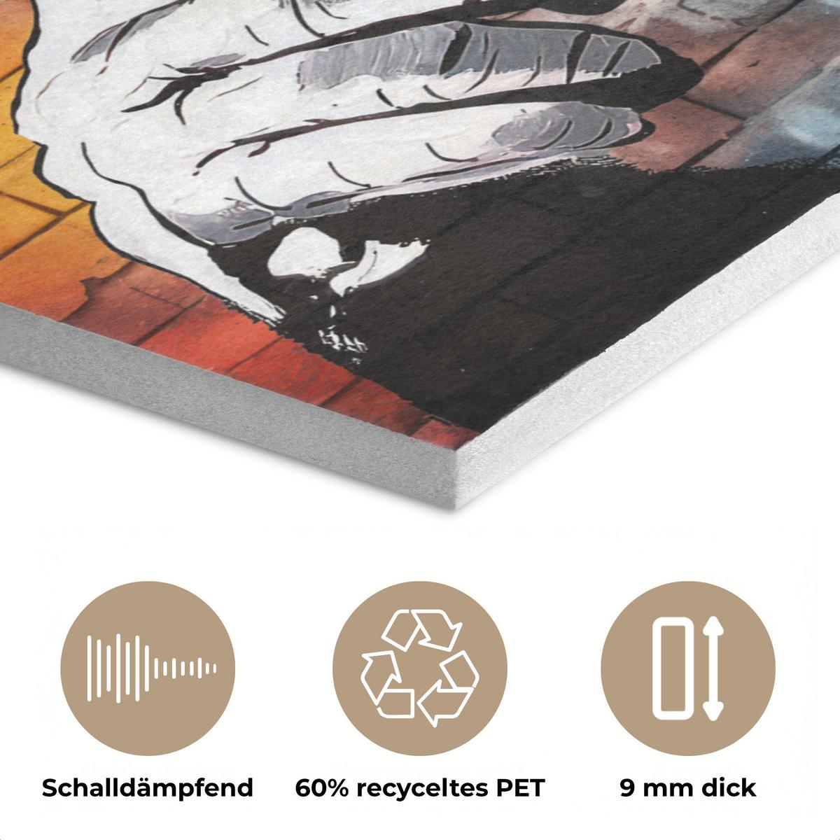 AKUSTIKBILD Affe - Graffiti - Musik Wanddeko 70x50 cm - Multicolor, Kunststoff (70/50/0.9cm) - MuchoWow