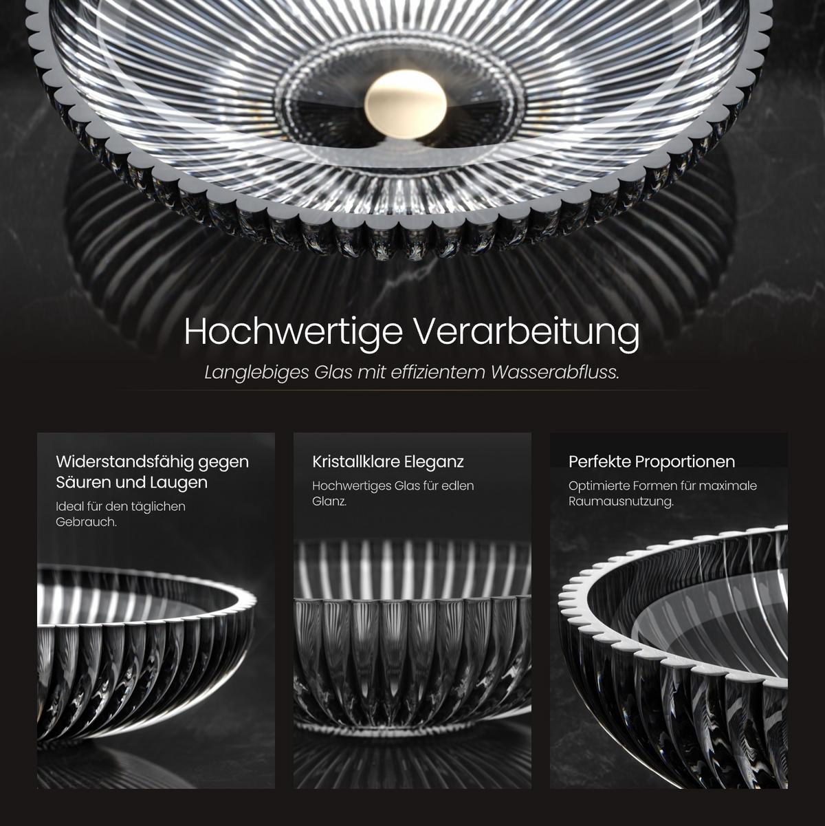 WASCHBECKEN Oval Glas Schwarz 51 / 35 / 15 cm - Schwarz, Glas (51/15/35cm) - EMKE