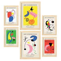 POSTER Set Mit 6 Miró Kunst Sammlung A3 & A4 Rahmen Aus Hellem Holz - Beige, Papier (29/3cm) - Nacnic