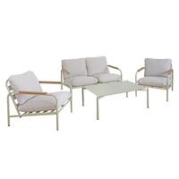 GARTENGARNITUR Hellgrün, Beige 1x 2-Sitzer Gartenbank, 2x Sessel und 1x Tisch-Set - Beige/Hellgrün, Metall - MCW