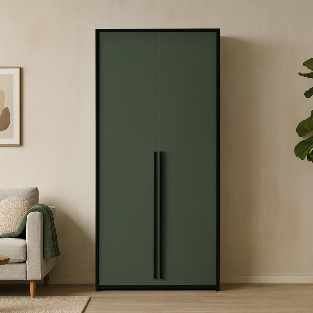 DREHTÜRENSCHRANK Giana mit 2 Türen, 105 cm, Flaschengrün - Dunkelgrün, Holzwerkstoff (105/217/65cm) - Beautysofa