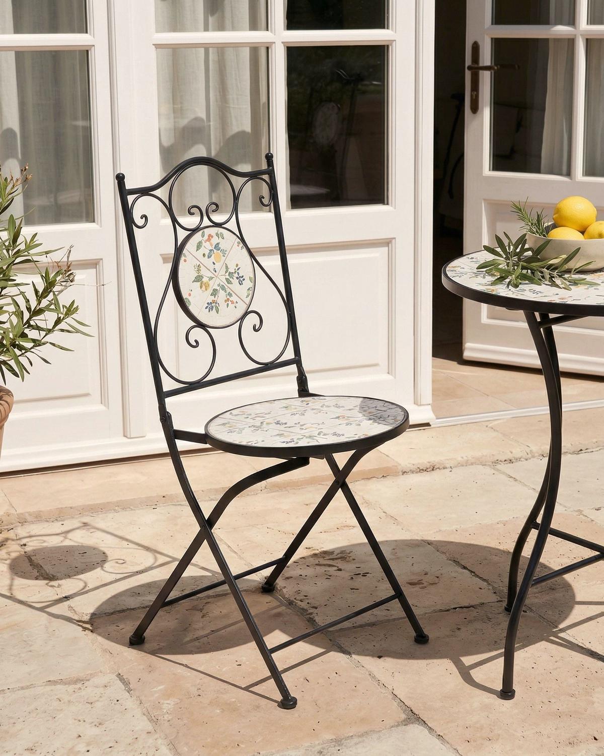 GARTENSTUHL 2er-Set Metall Schwarz Collio - Weiß, Metall (40/90/45cm) - Beliani