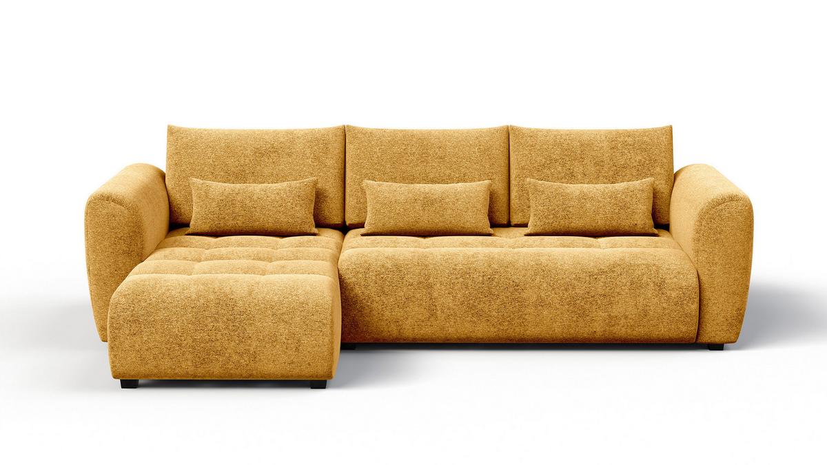 ECKSOFA SORENO 4-Sitzer, gelb - Gelb/Schwarz, Holz/Textil (293/171cm) - Wozimo
