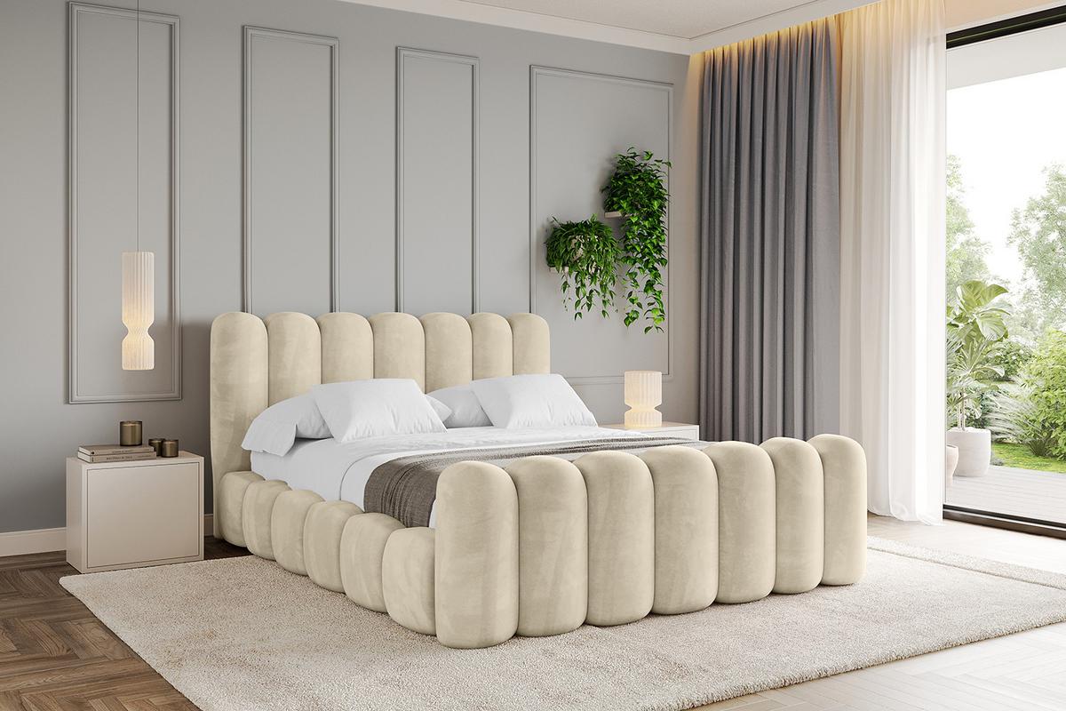 POLSTERBETT mit Bettkasten, Fußteil und Lattenrost, Boxbett ohne Matratze - SENA-Z 140x200 Beige - Ecru, Holzwerkstoff/Textil (140/200cm) - ALTDECOR