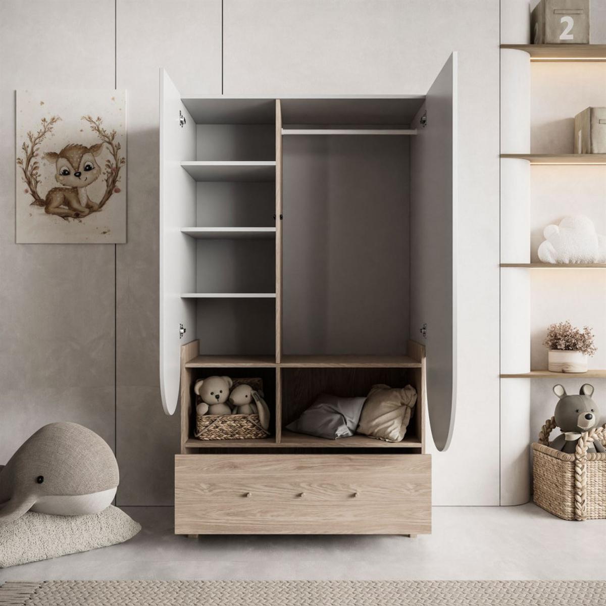 KINDERKLEIDERSCHRANK 2-türig BLOOM 2D1S - Kaschmir, Holzwerkstoff (100/176/52cm) - Lookway