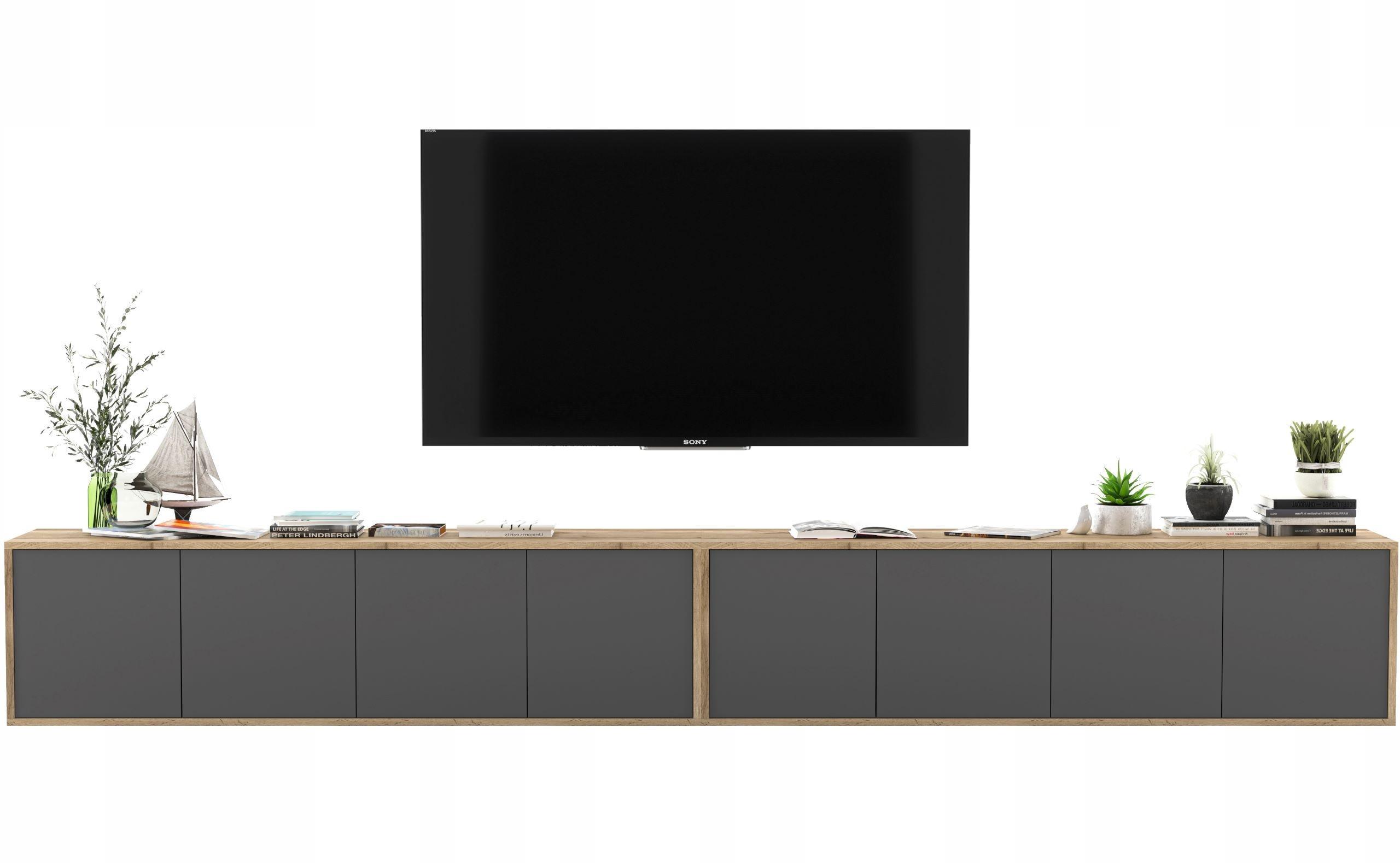TV-LOWBOARD 2-er Set Apollo2 Eiche wotan Graphit Matt 150 cm - Graphitfarben, Holzwerkstoff (300/39/35cm) - Meble Lindner