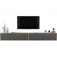 TV-LOWBOARD 2-er Set Apollo2 Eiche wotan Graphit Matt 150 cm - Graphitfarben, Holzwerkstoff (300/39/35cm) - Meble Lindner