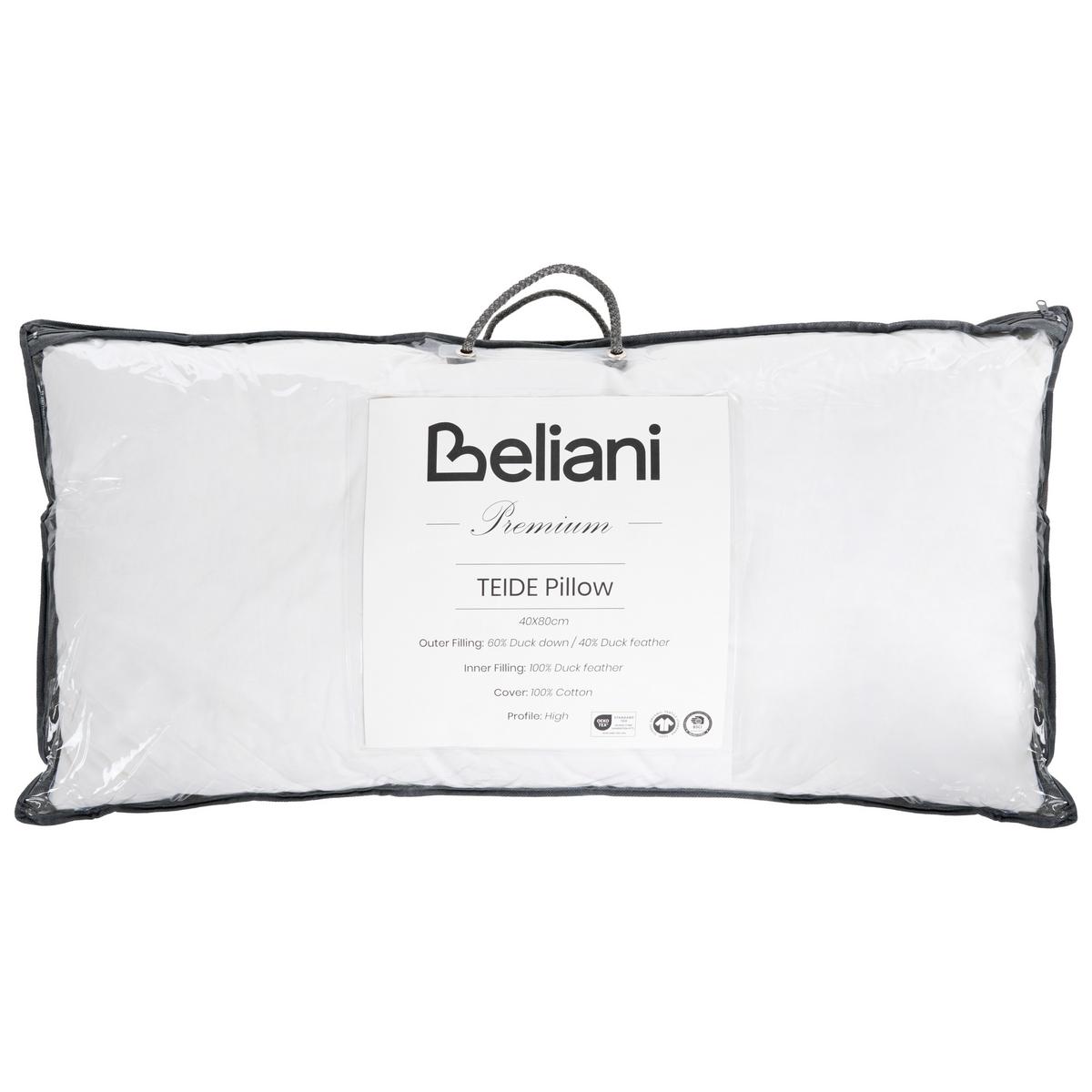 KOPFKISSEN Weiß 40/80 cm Teide - Weiß, Naturmaterialien (80/40cm) - Beliani