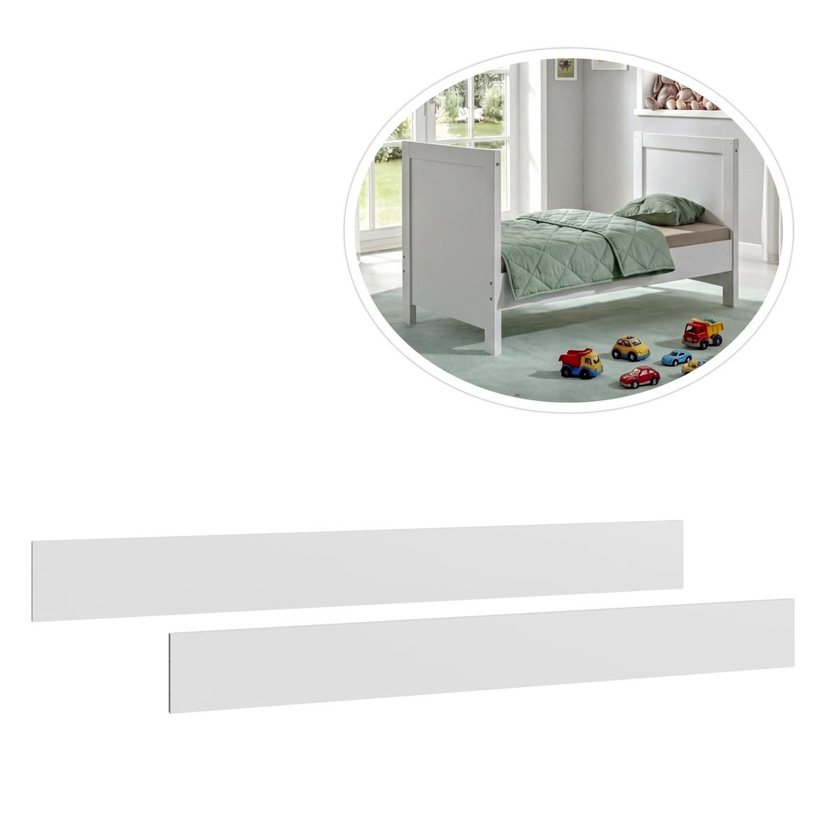 BABYBETT-SEITENTEILE B140/H19/T2 cm für Umbau zum Juniorbett, passend zum Babyzimmer Landhausstil Weiß (22800-22804) / 22800-01 - Weiß, Holzwerkstoff/Metall - luma-home